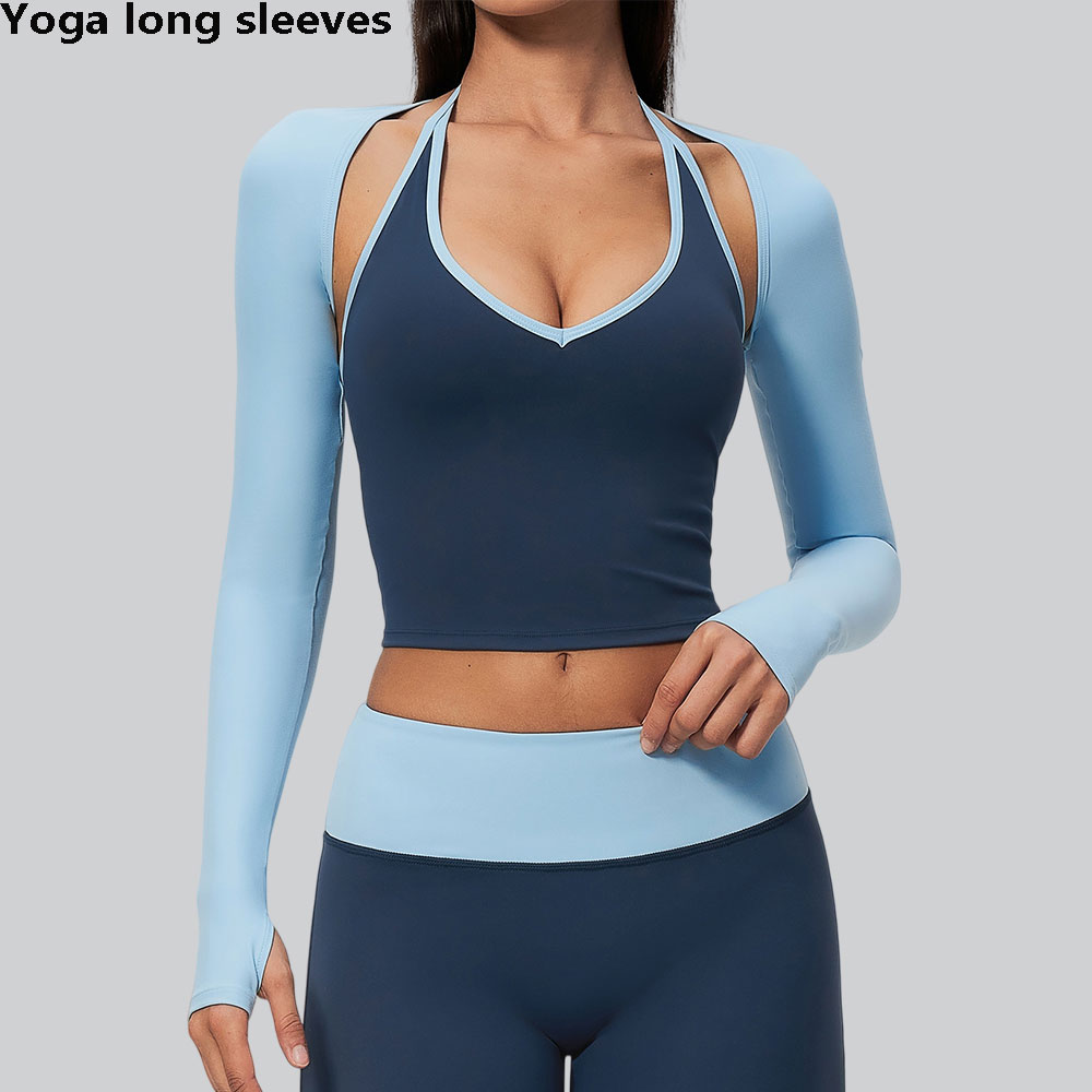 J-Yoga Fitness - 여성용 요가 긴팔 스포츠 크롭탑 셔츠