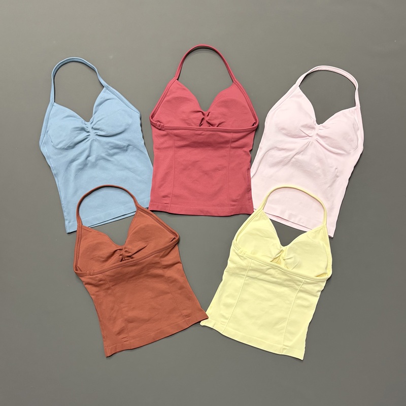 Yoga Fitness Tapis - 짐 여성용 스포츠 탱크탑 심리스 홀터