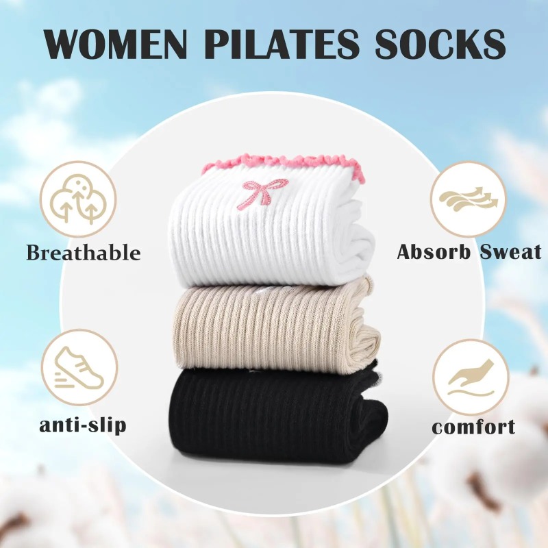 Yoga Fitness Pilates - 프로페셔널 요가 양말, 면 스트랩 실리콘