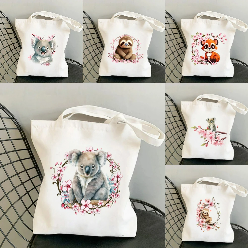 Yoga Fitness Bag - 1pc 코알라 벚꽃 프린트 캔버스 토트