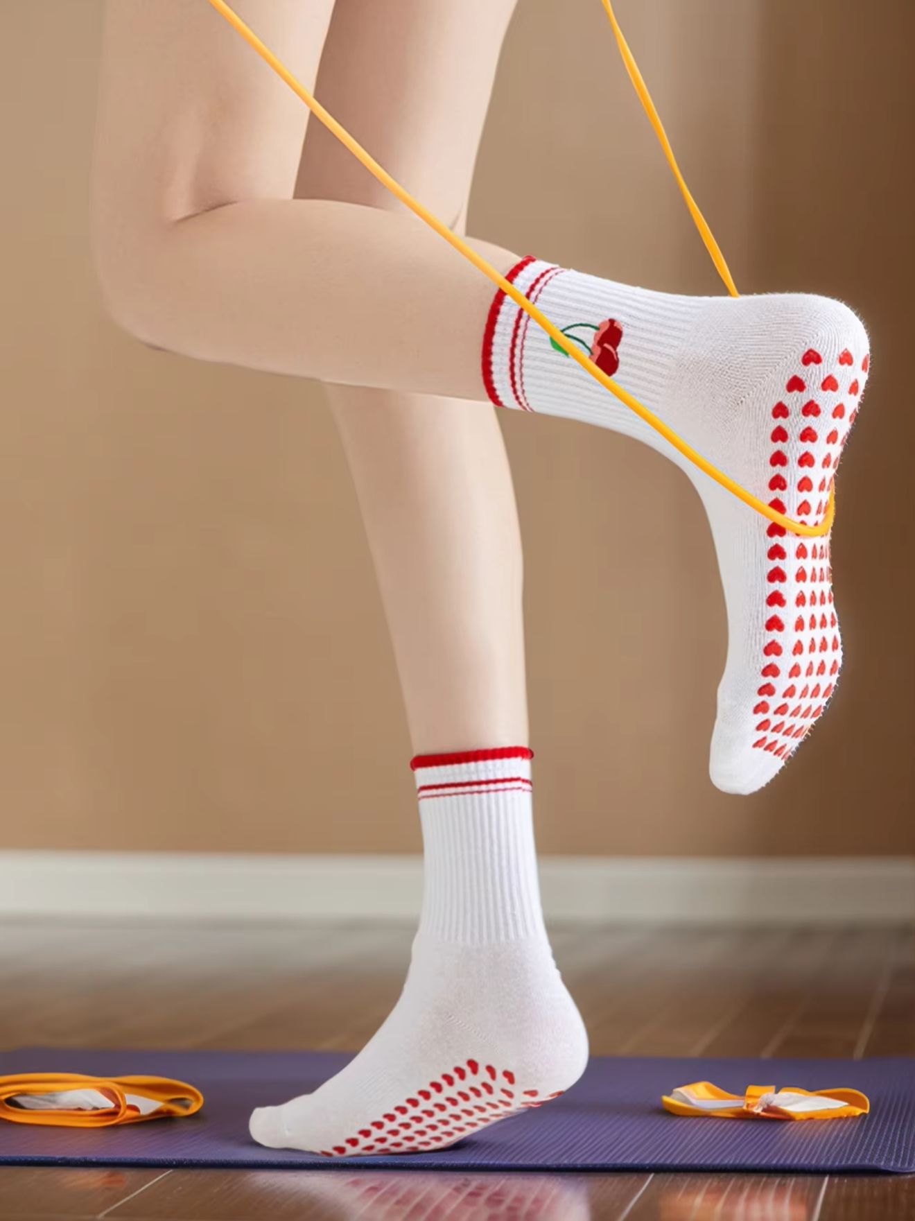 Yoga Fitness Pilates - 1쌍 크로스보더 전문 요가 양말, 면