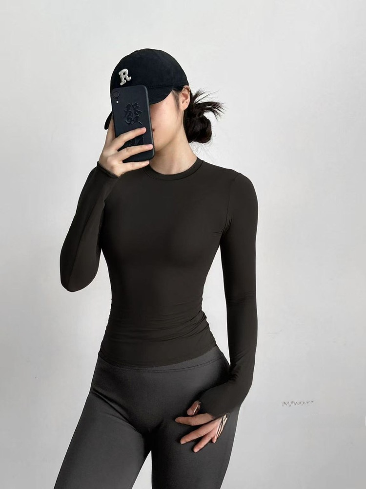 Yoga Fitness Wear - 슬림핏 긴팔 요가 피트니스 티셔츠 속건성