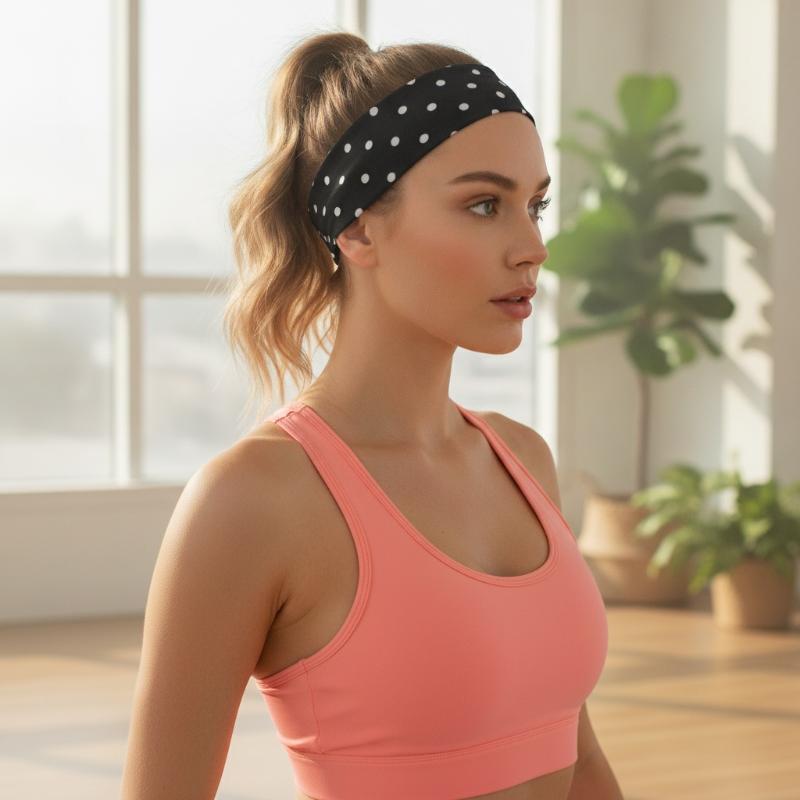 폴카 도트 요가 탄성 헤어밴드 패션 메이크업 헤어밴드  - J-Yoga Fitness 리뷰 및 가격