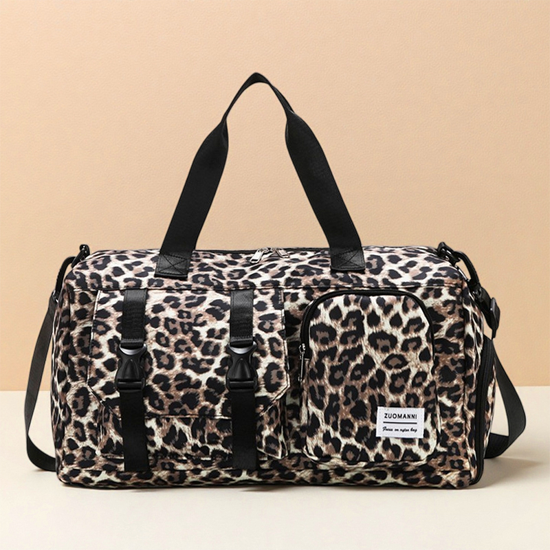 세련된 레오파드 프린트 스포츠 짐 가방, 독립적인 신발 - Yoga Fitness Bag 리뷰 및 가격