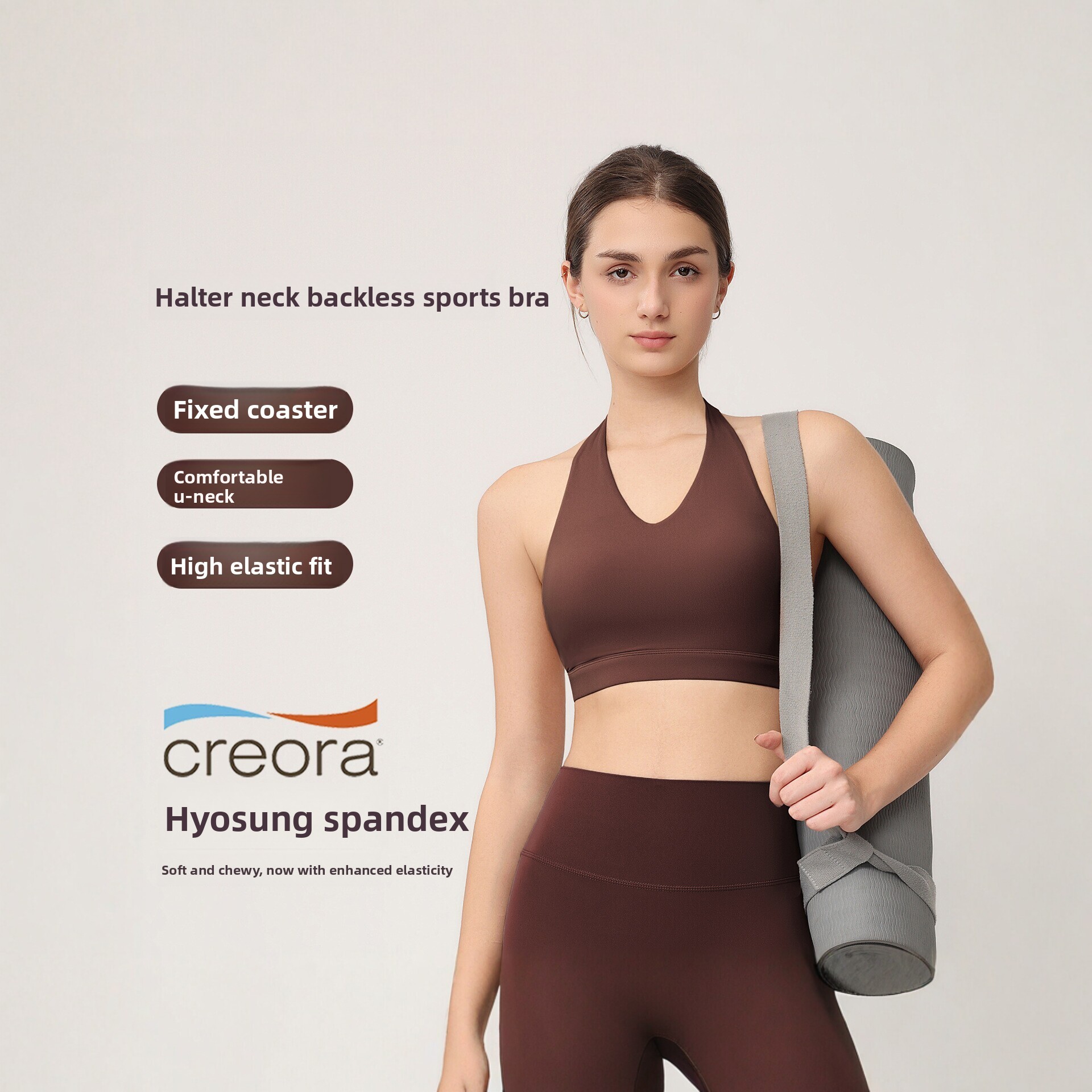 여성용 홀터 스포츠 브라, 고정 패드 포함, 충격 방지 - Yoga Fitness Tapis 리뷰 및 가격