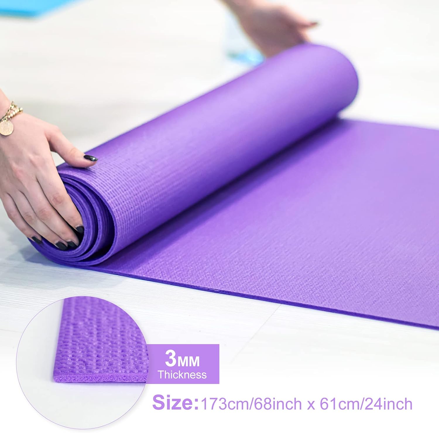 3mm 얇은 요가 매트, 가벼운 PVC 운동 매트, 미 - Yoga Fitness Class 리뷰 및 가격
