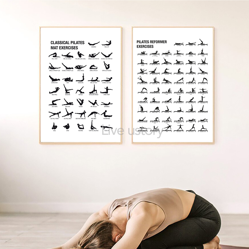 프레임리스 필라테스 운동 차트 포스터 캔버스 프린트,  - Yoga Fitness Pilates 리뷰 및 가격