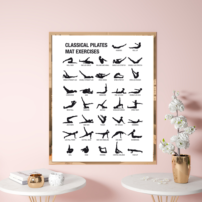 프레임리스 필라테스 운동 차트 포스터 캔버스 프린트,  - Yoga Fitness Pilates 리뷰 및 가격