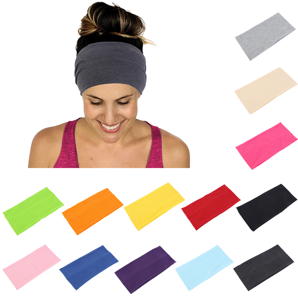 솔리드 컬러 유니섹스 헤어밴드 탄성 와이드 스포츠 땀  - Yoga Fitness Stretching Strap 리뷰 및 가격